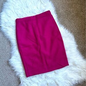J. Crew Wool Pencil Skirt Size 00 Burgundy Red / Fuschia Pink